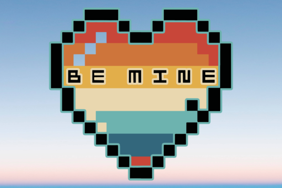 Be Mine Pixel Heart Valentines Svg Png