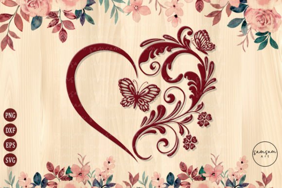 Floral Heart Pattern Butterfly SVG Review